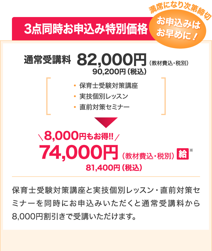 3点同時申し込み特別価格